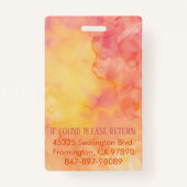 Geneesmiddel Foto ID Warm Roze Gele Inkt Badge (Achterkant)