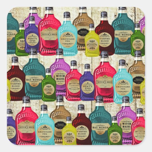 Geneesmiddel Man Magische Potie Apothecaire Tonic Vierkante Sticker (Voorkant)