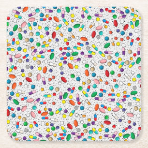 Geneesmiddel verpleegkundige Pharmacy Doctor Pill  Vierkante Kartonnen Onderzetter