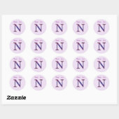 Generaal Dank u voor de brief N Monogram Initiaal Ronde Sticker (Vel)