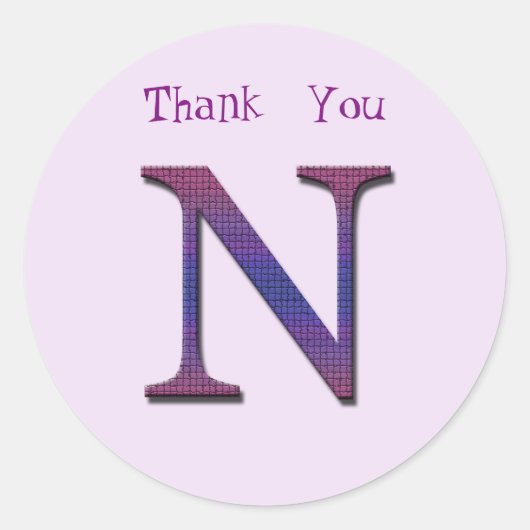 Generaal Dank u voor de brief N Monogram Initiaal Ronde Sticker (Voorkant)