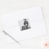 Generaal George A. Custer (foto van B/W) Vierkante Sticker (Envelop)
