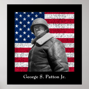 Generaal George S. Patton en de Amerikaanse vlag Poster