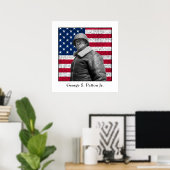 Generaal George S. Patton en de Amerikaanse vlag Poster (Thuiskantoor)