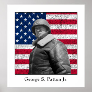 Generaal George S. Patton en de Amerikaanse vlag Poster
