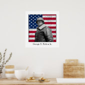Generaal George S. Patton en de Amerikaanse vlag Poster (Keuken)