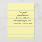 Generaal "Mad Dog" Mattis "Wees beleefd" Quote Pos Briefkaart (Voorkant)