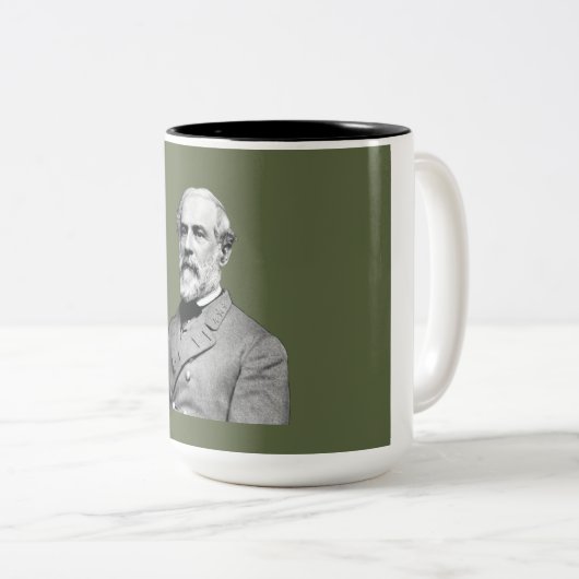 Generaal ⚔️🎩 Robert E. Lee Army Green Tweekleurige Koffiemok (Voorkant rechts)
