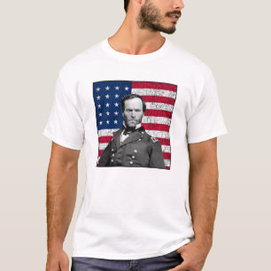 Generaal Sherman en de Amerikaanse vlag T-shirt