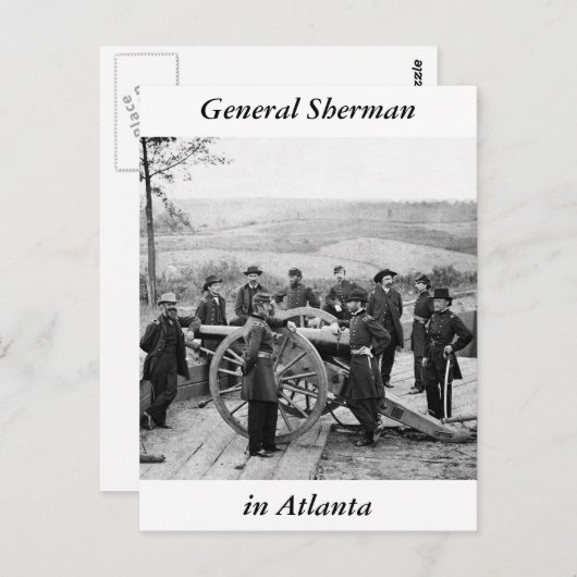 Generaal Sherman in Atlanta, 1864 Briefkaart (Voorkant / Achterkant)