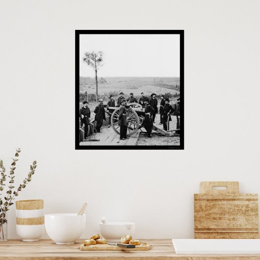 Generaal Sherman Leaning op een Pistool in Atlanta Poster (Keuken)