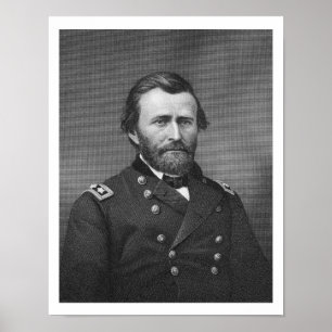 Generaal Ulysses Simpson Grant, gegraveerd na een Poster