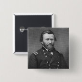 Generaal Ulysses Simpson Grant, gegraveerd na een  Vierkante Button 5,1 Cm (Voorkant /achterkant)