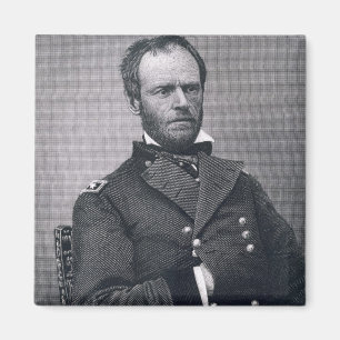 Generaal William Tecumseh Sherman, gegraveerd na e Magneet