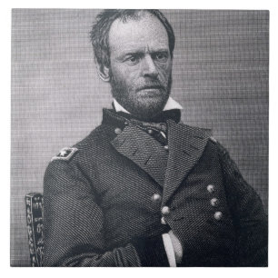 Generaal William Tecumseh Sherman, gegraveerd na e Tegeltje