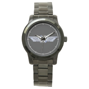 General Air Pilot Chrome like Star Wings Black Horloge