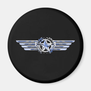 General Air Pilot Chrome like Star Wings Black Magneet