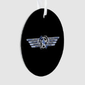 General Air Pilot Chrome like Star Wings Black Ornament (voorkant)