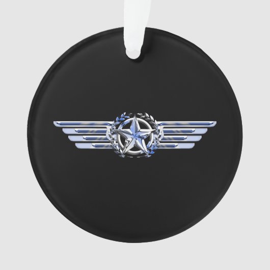 General Air Pilot Chrome like Star Wings Black Ornament (voorkant)