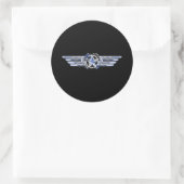 General Air Pilot Chrome like Star Wings Black Ronde Sticker (Tas)