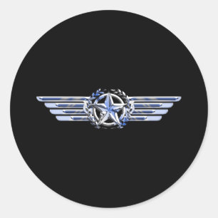 General Air Pilot Chrome like Star Wings Black Ronde Sticker