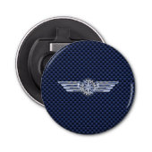 General Air Pilot Chrome like Wings Compass Button Flesopener (Voorkant)