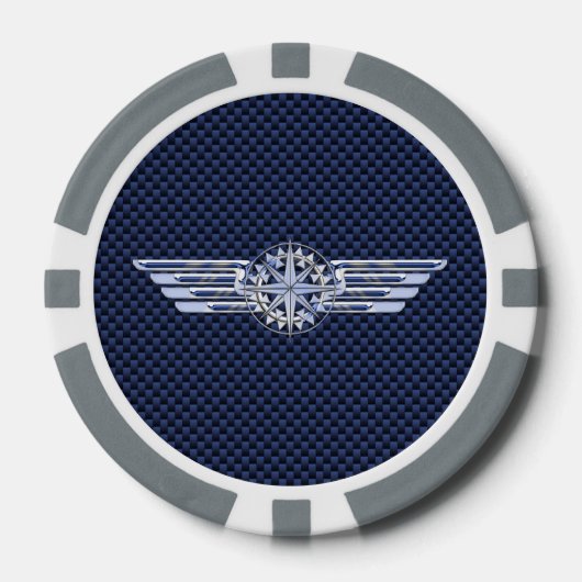 General Air Pilot Chrome like Wings Compass Pokerchips (Voorkant)