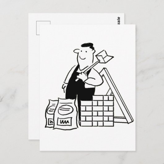 General Builder Cartoon Briefkaart (Voorkant / Achterkant)