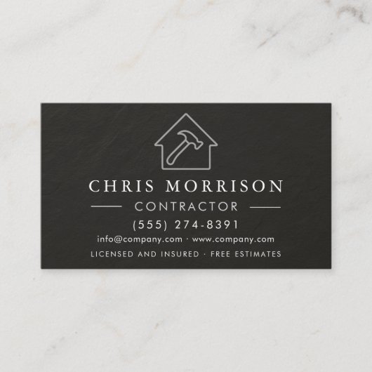 General Construction Black Silver Stone QR Code Visitekaartje (Voorkant)