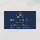 General Contractor QR Code Navy Blue Gold  Visitekaartje (Voorkant)