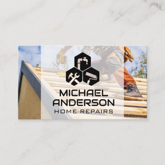 General Contractor Working on Roof Visitekaartje (Voorkant)