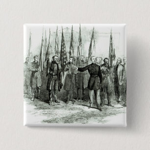 General Custer Vierkante Button 5,1 Cm