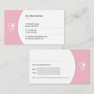 General Dentist Roze Lucky Teeth Afsprakenkaartje