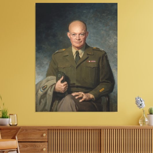General Dwight Eisenhower 5 Star Painted Portret Canvas Afdruk (Insitu (Woonkamer))