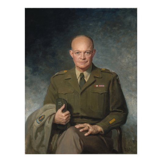 General Dwight Eisenhower 5 Star Painted Portret Foto Afdruk (Voorkant)
