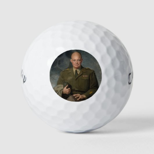 General Dwight Eisenhower 5 Star Painted Portret Golfballen (Voorkant)
