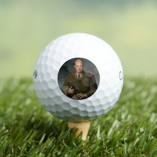 General Dwight Eisenhower 5 Star Painted Portret Golfballen (Insitu Shirt)
