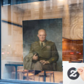 General Dwight Eisenhower 5 Star Painted Portret Raamsticker (Cafe Raam)
