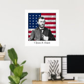 General Grant en de Amerikaanse vlag Poster (Thuiskantoor)