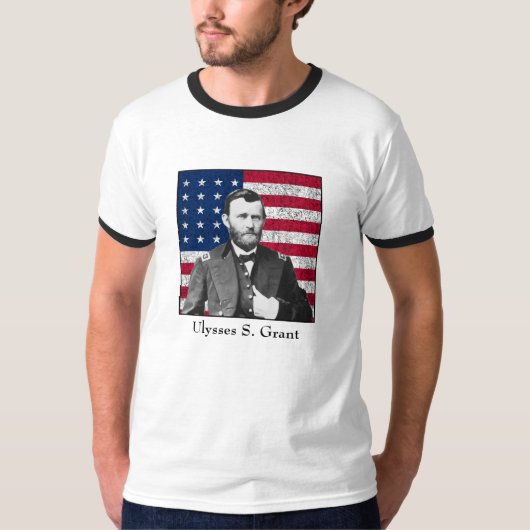 General Grant en de Amerikaanse vlag T-shirt (Voorkant)