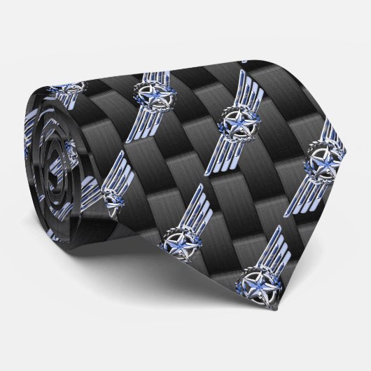 General Private Air Pilot Chrome Net als Wings Stropdas (Opgerold)