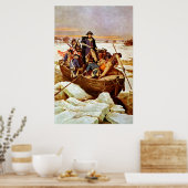 General Washington die de Delaware rivier passeert Poster (Keuken)