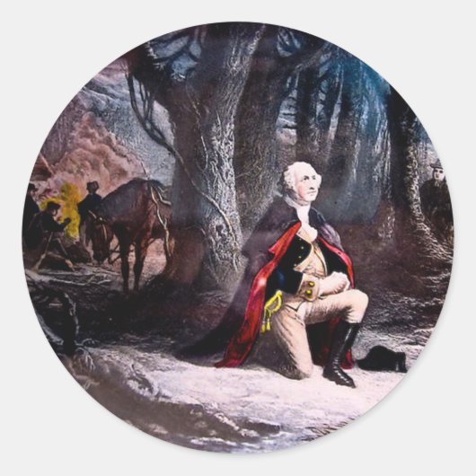 General Washington Praying at Valley Forge, PA Ronde Sticker (Voorkant)