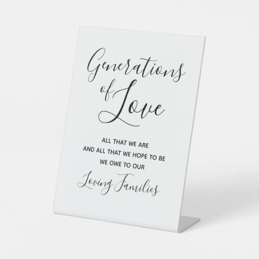 Generaties van liefde Trouwtafel Reclamebord Met Voetstuk (Voorkant)