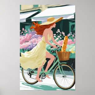 Generatieve inhoud van een Frans meisje fietsen Poster