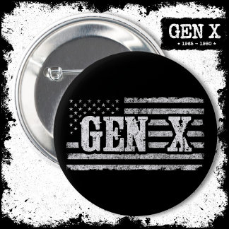 Generation X Amerikaanse vlag Proud Gen X Ronde Button 5,7 Cm