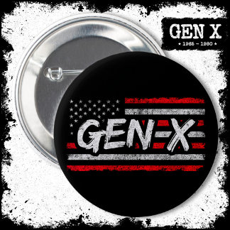 Generation X Amerikaanse vlag Proud Gen X Ronde Button 5,7 Cm