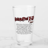 Génération X-ed bière verre avec des noms d'auteur (Devant)
