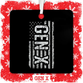 Generation X Gen Xer Amerikaanse vlag Proud Gen X Metalen Ornament