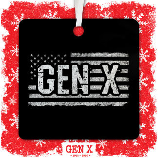 Generation X Gen Xer Amerikaanse vlag Proud Gen X Metalen Ornament